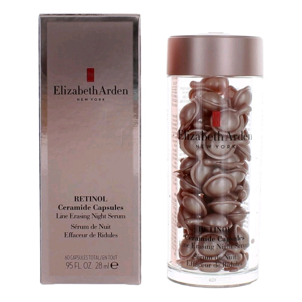 Bottle of Retinol by Elizabeth Arden, 60 Ceramide Capsules Line Erasing Night Serum for Women